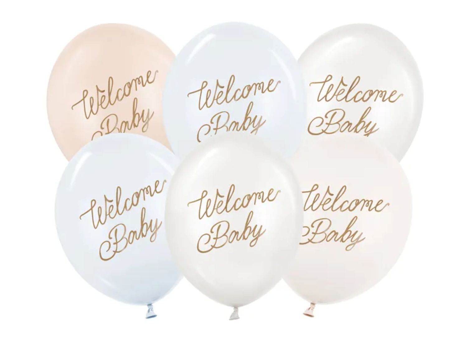 das-kost-mland-dekorationen-luftballon-welcome-baby-blau-mix-6-stk-30cm image 1