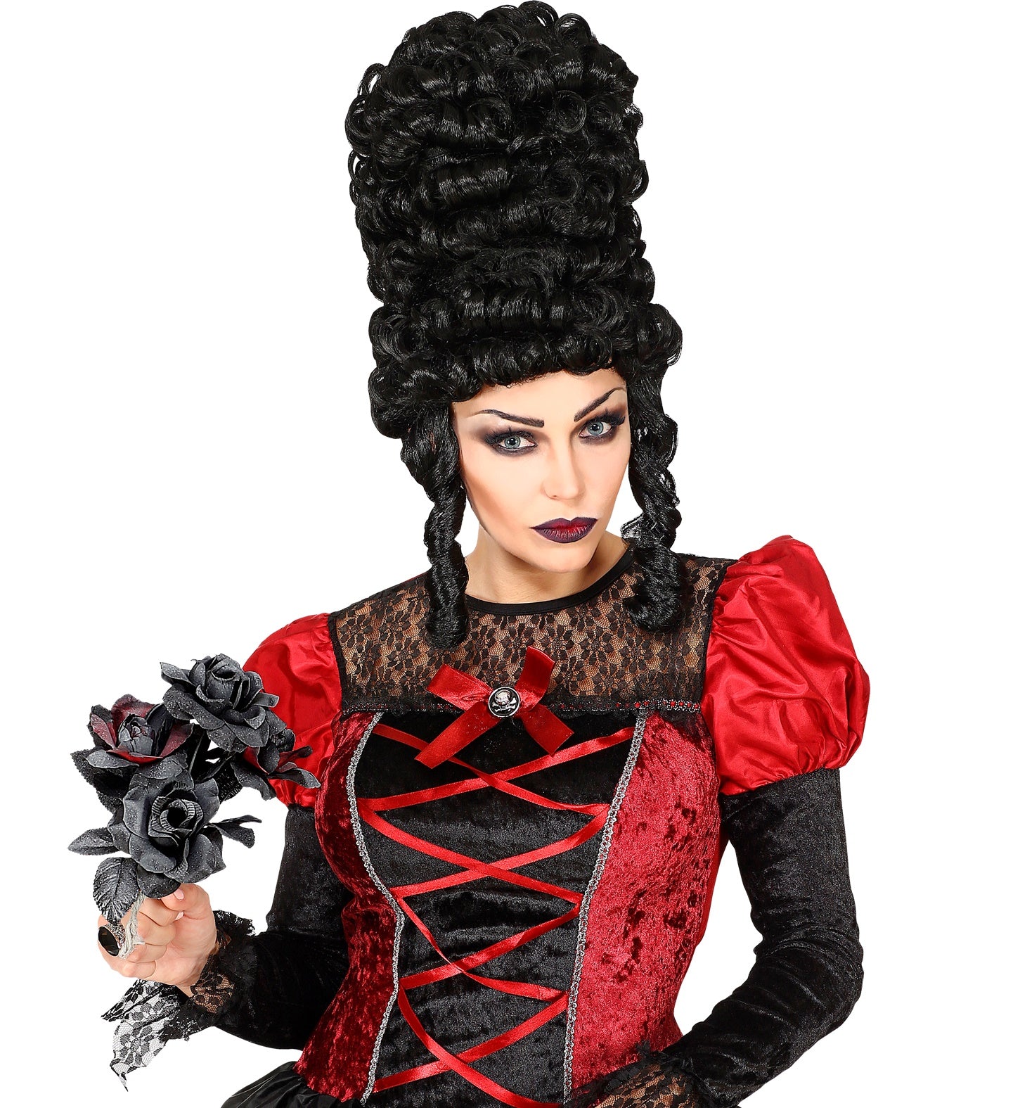 halloween-brautstrau-rosen-schwarz-rot-deko image 3