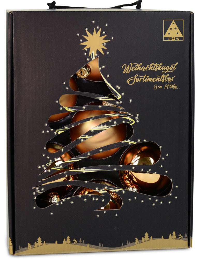 riffelmacher-26270-weihnachtskugeln-14-stk-8cm-gold-glas image 2