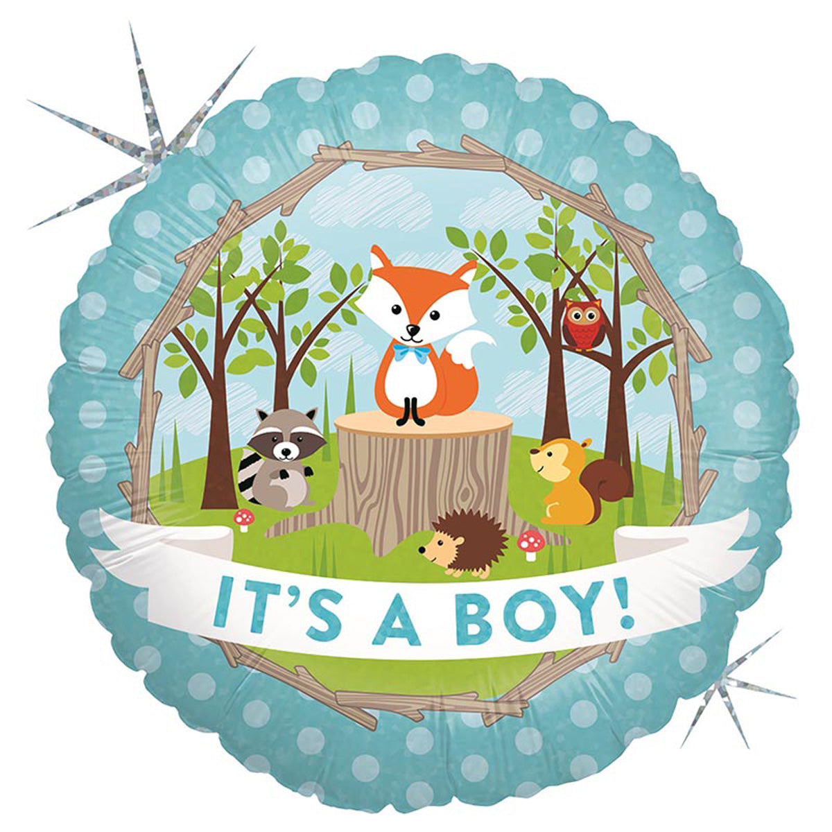 das-kost-mland-it-s-a-boy-woodland-folienballon-46-cm-baby-blau image 1