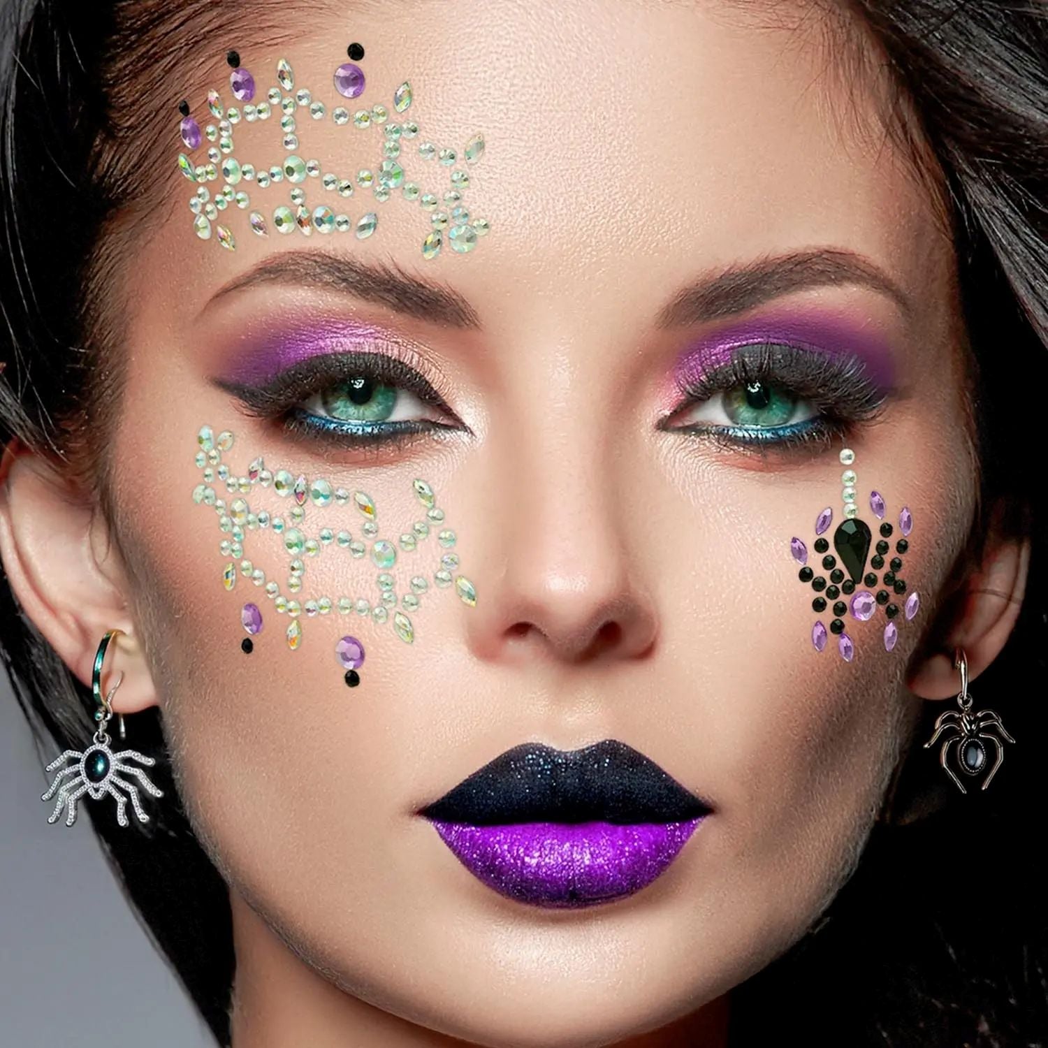 das-kost-mland-spinne-face-jewels-glitzersteine-mehrfarbig image 2