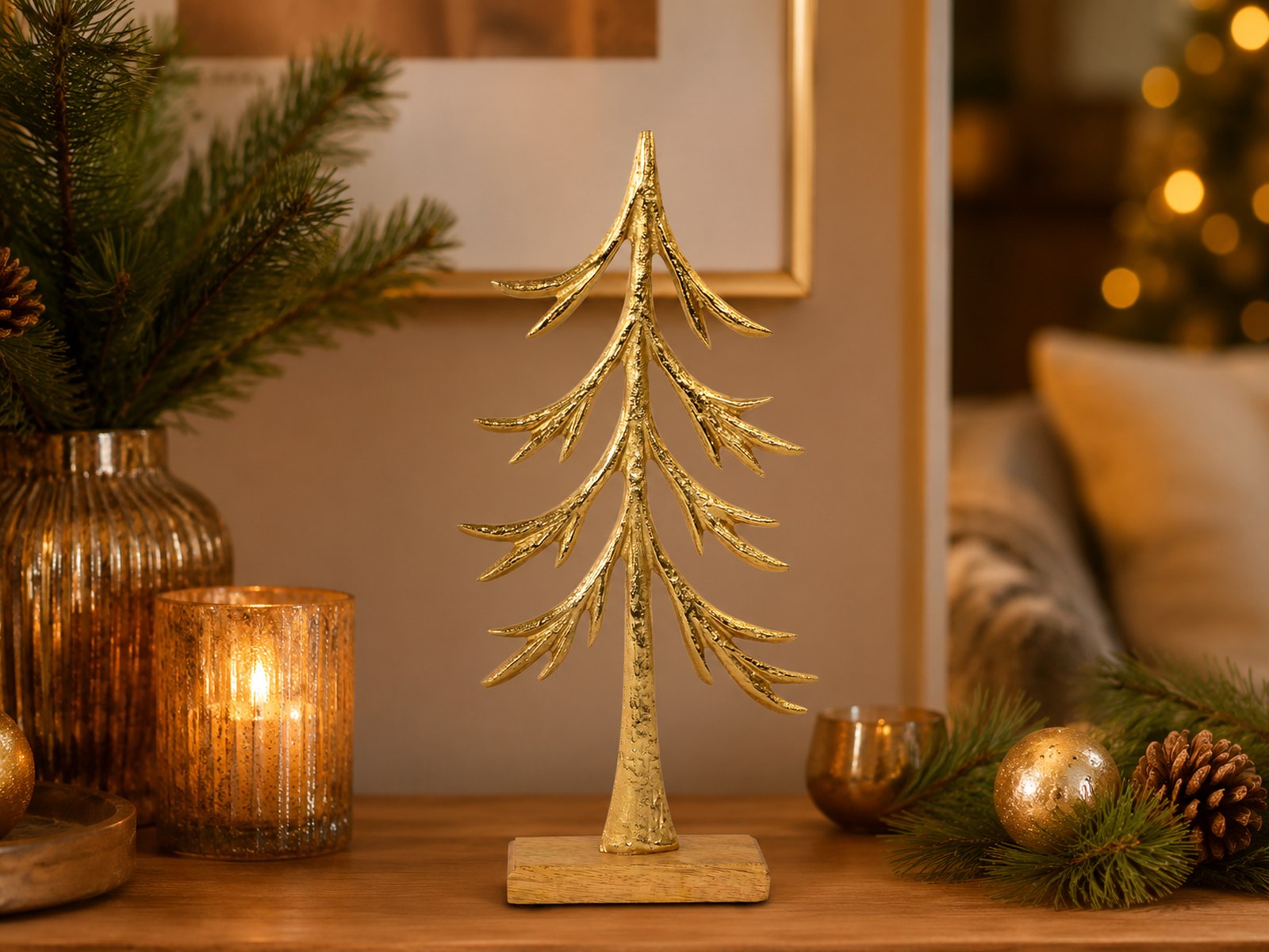 das-kost-mland-dekorationen-tannenbaum-33-cm-deko-gold-metall image 2
