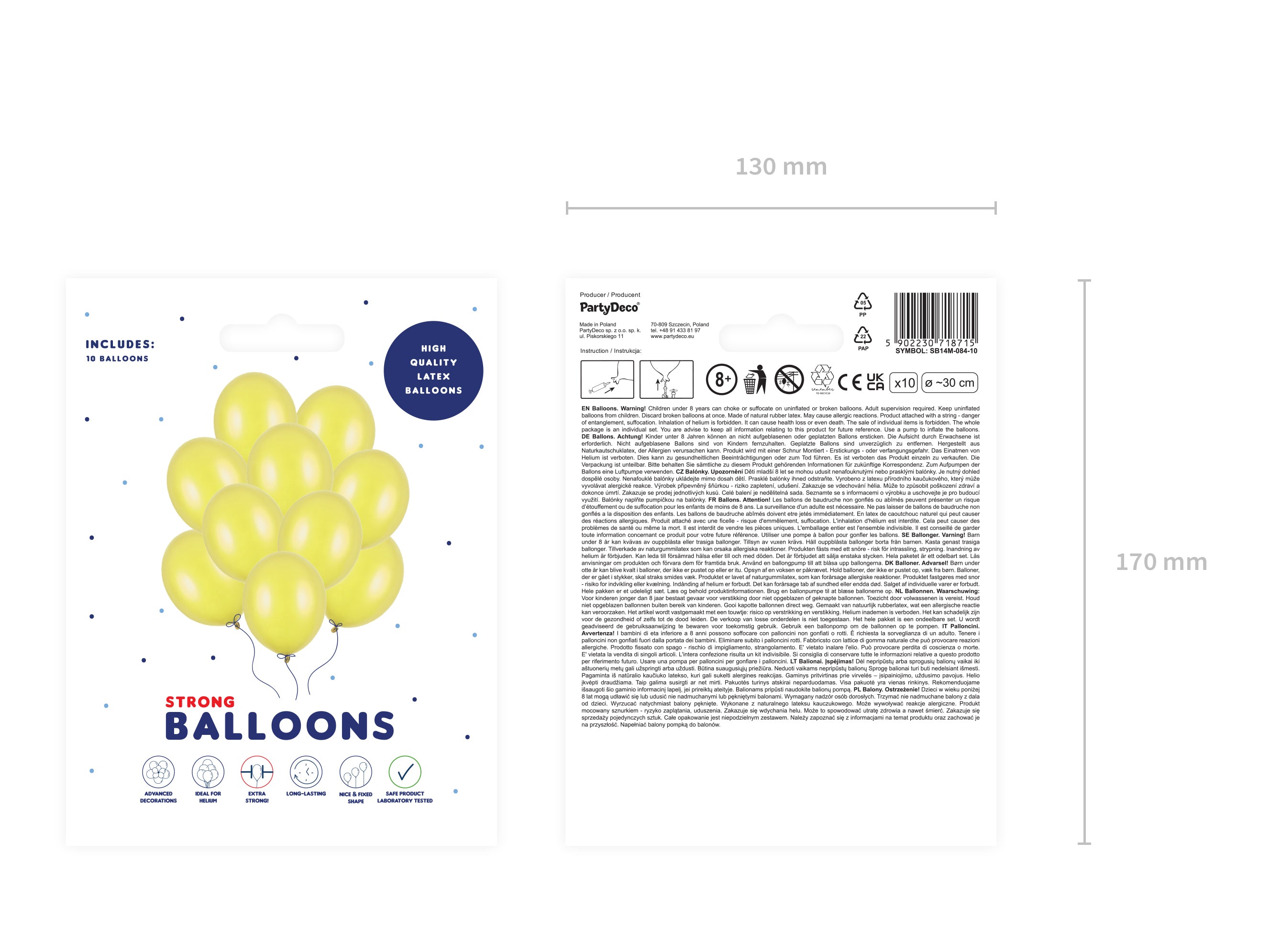 das-kost-mland-luftballon-uni-metallic-gelb-30cm-10stk image 2