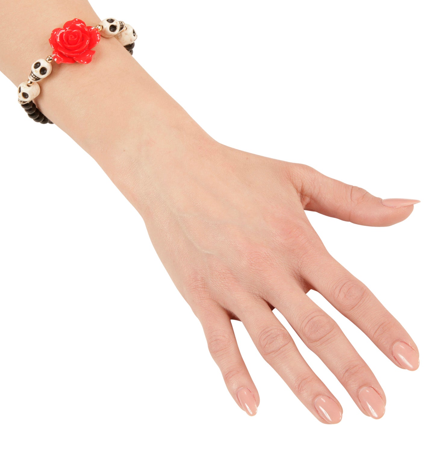 das-kost-mland-accessoires-day-of-the-dead-armband-schwarz-rot image 2