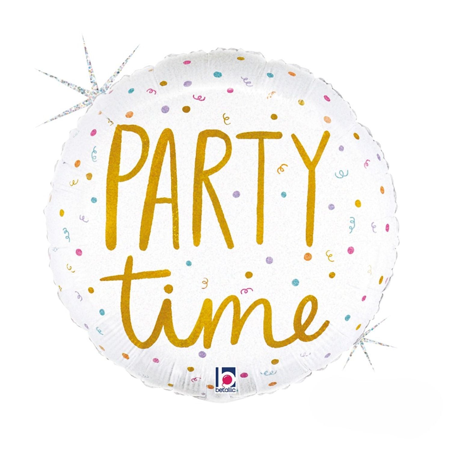 das-kost-mland-folienballon-party-time-holografisch-46-cm image 2