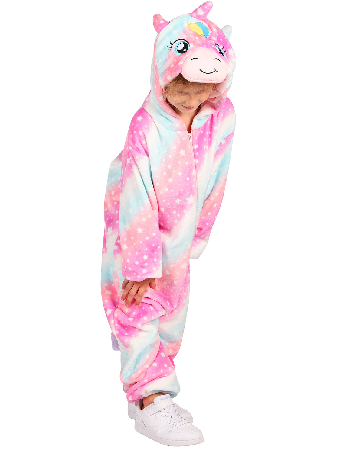 das-kost-mland-einhorn-overall-kinderkost-m-mehrfarbig-kapuze image 1