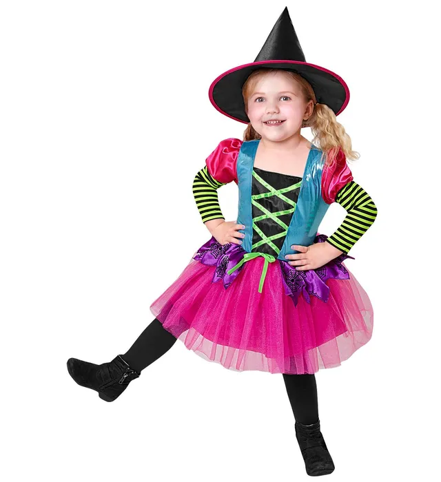regenbogen-hexe-kinderkost-m-2-teilig-pink-t-rkis image 1