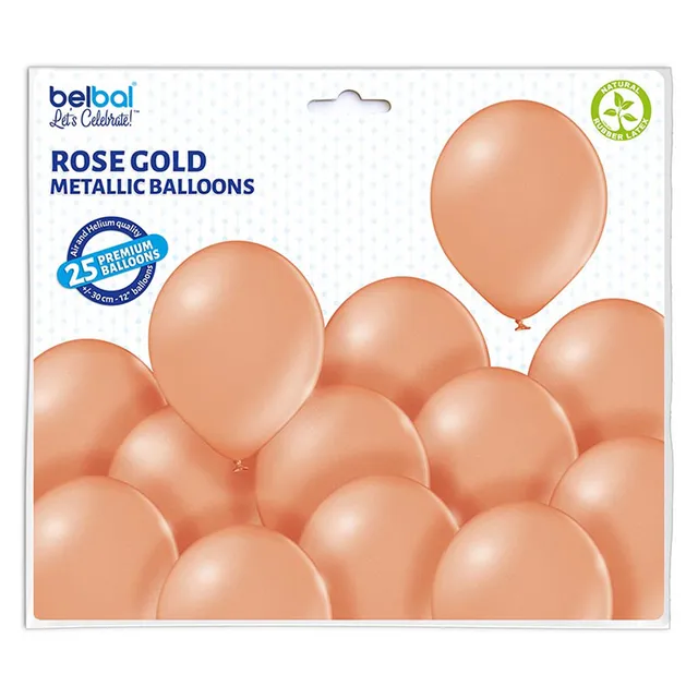 das-kost-mland-luftballons-uni-metallic-rosegold-25-stk-30cm image 1