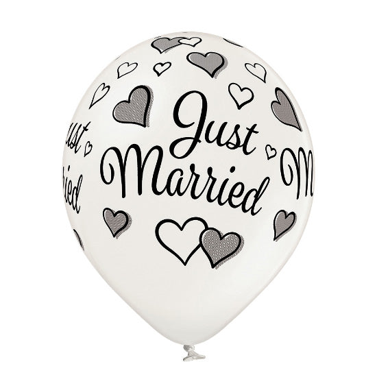 das-kost-mland-just-married-luftballons-6-stk-pearl-30-cm image 2