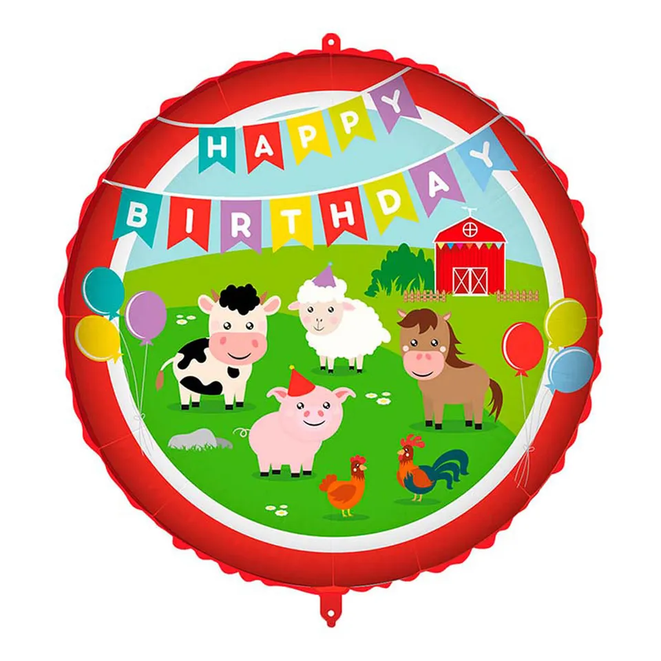 das-kost-mland-dekorationen-folienballon-happy-birthday-bauernhof-45cm image 1