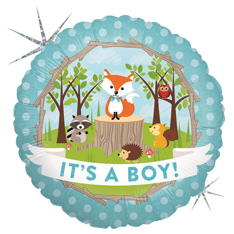 das-kost-mland-it-s-a-boy-woodland-folienballon-46-cm-baby-blau image 1