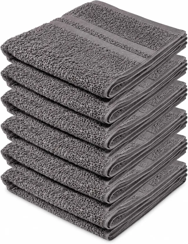 clinotest-luxus-handt-cher-set-50x100-grau-6er-baumwolle image 1