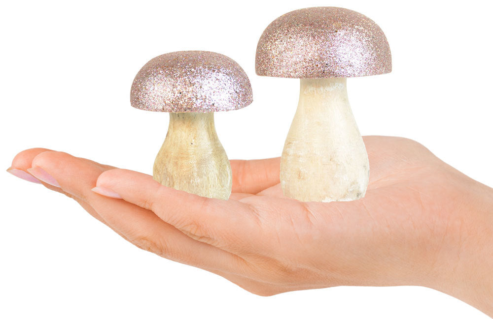 das-kost-mland-pilz-deko-mangoholz-9-cm-rosa-glitzer image 5
