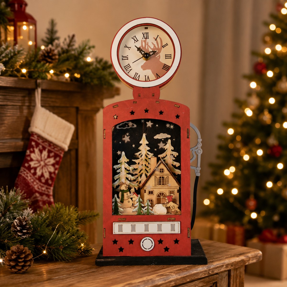 das-kost-mland-retro-zapfs-ule-weihnachtsdeko-holz-rot-14x40-cm image 2