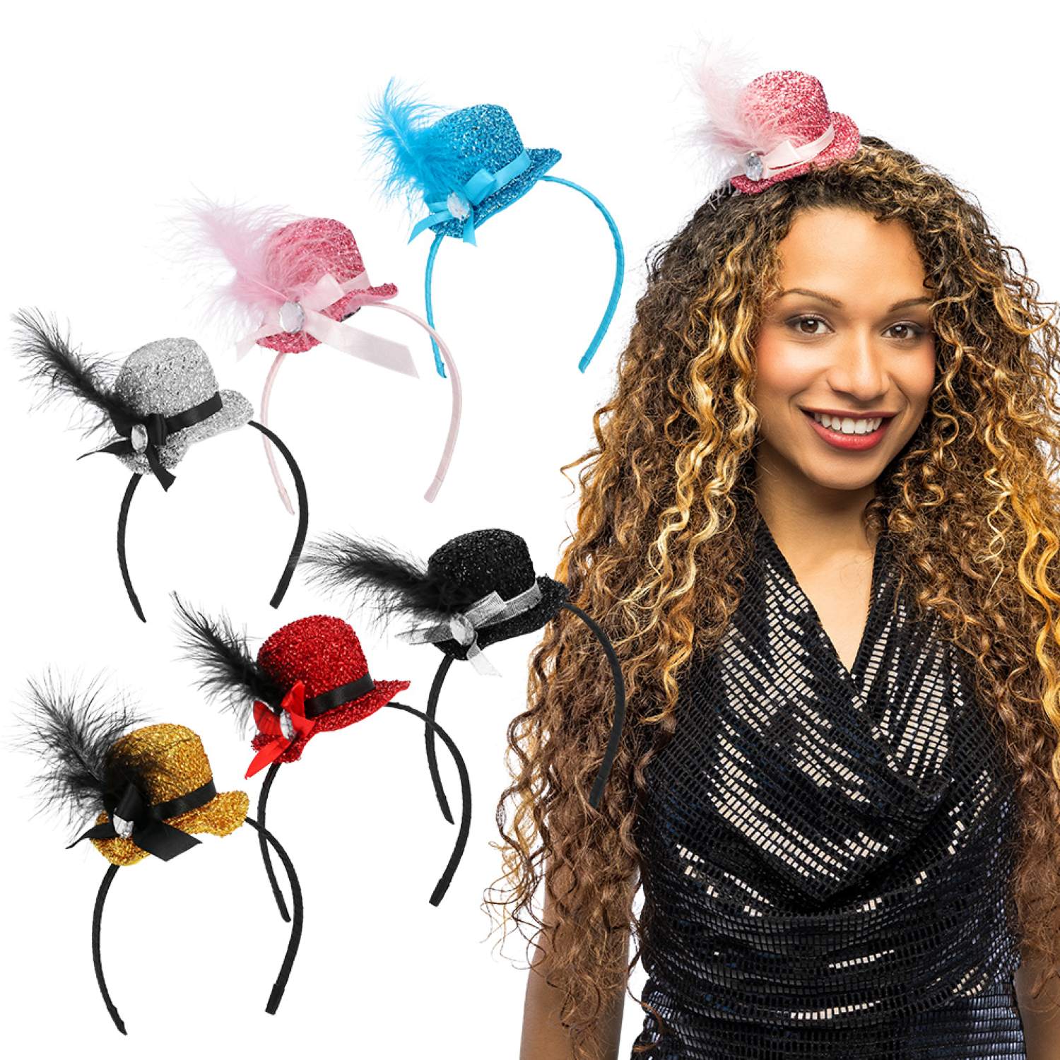 das-kost-mland-diadem-glitter-haarreif-mini-hut-glitzer-fasc image 1