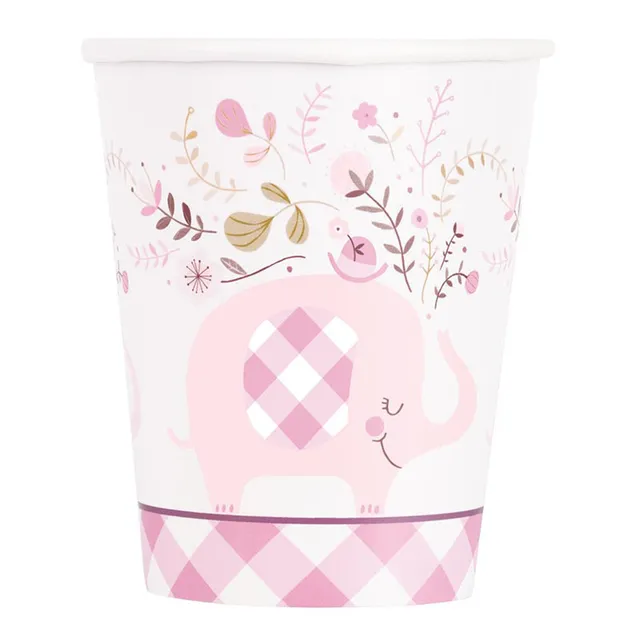 das-kost-mland-dekorationen-elefant-floral-pappbecher-pink-8x266-ml image 1
