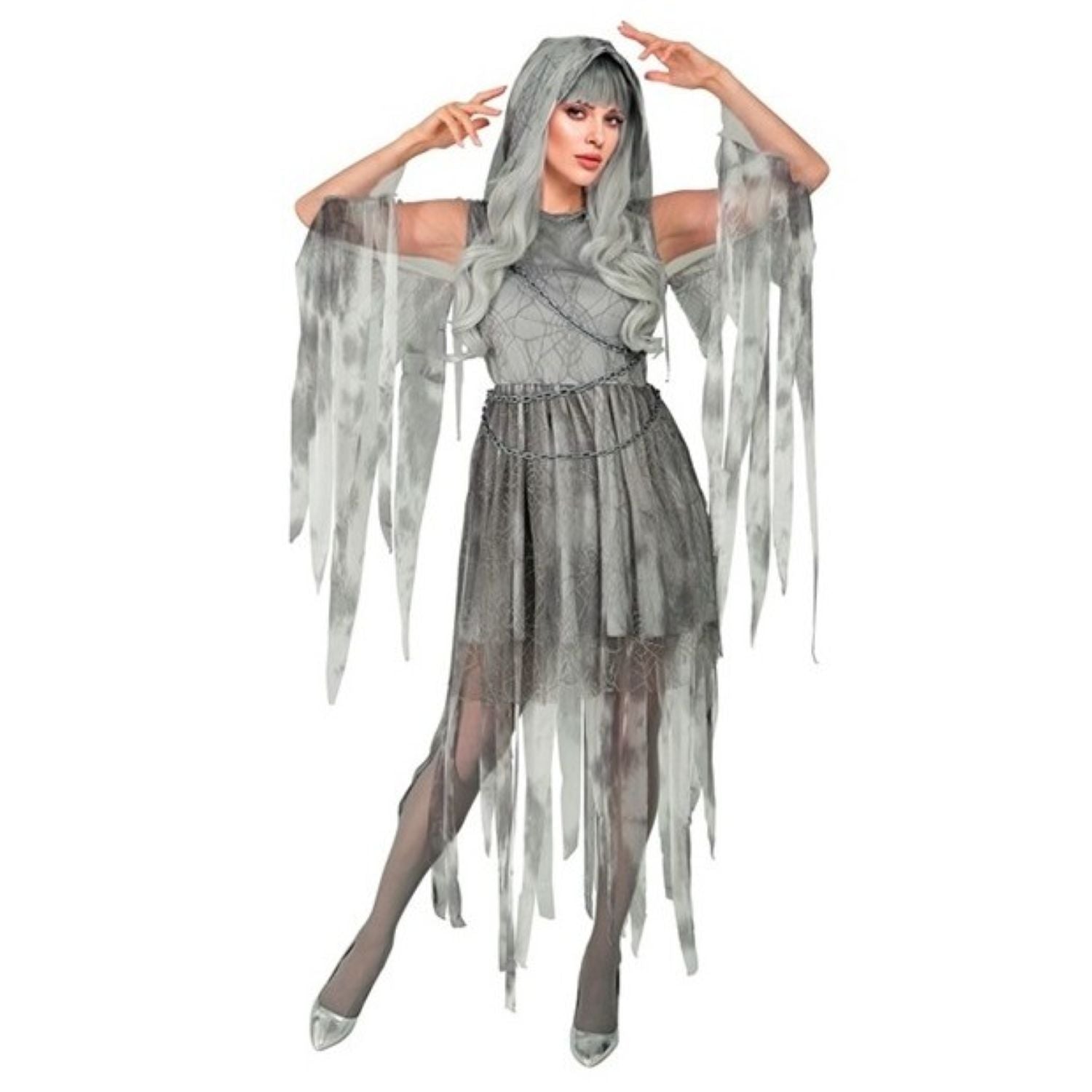 das-kost-mland-ghostly-spirit-damenkost-m-kleid-grau-m-kette image 1