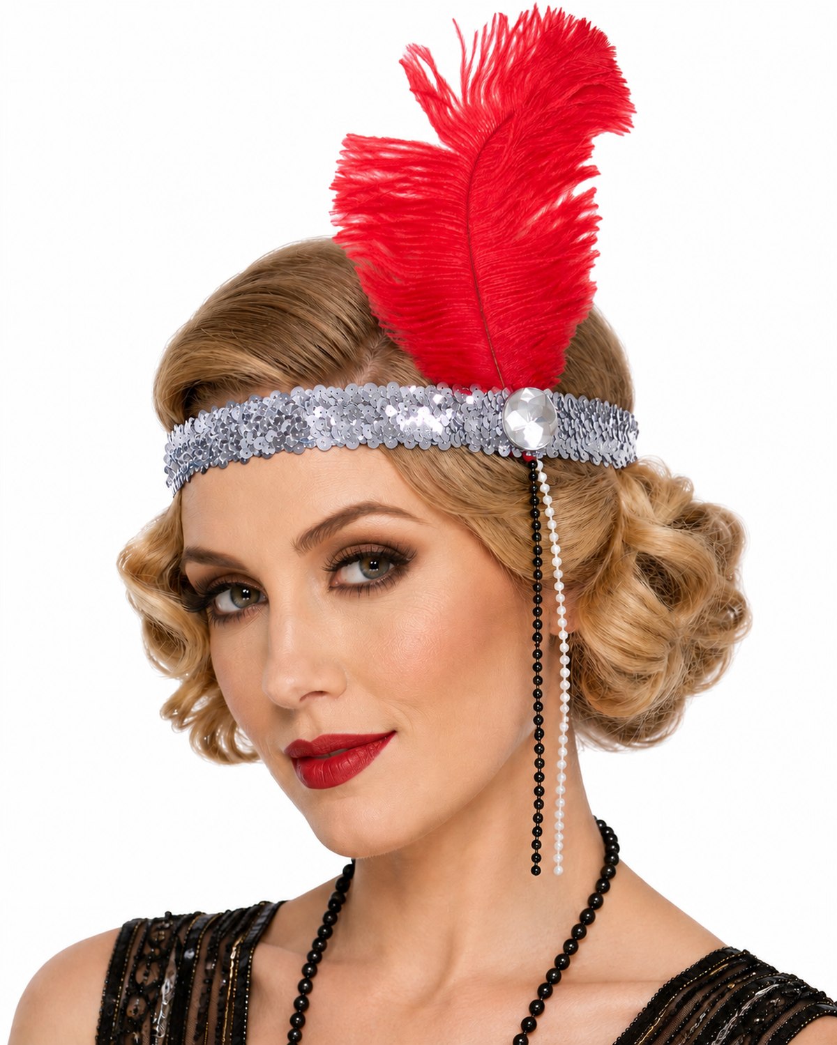 das-kost-mland-accessoires-charleston-stirnband-kira-silber-rot image 1