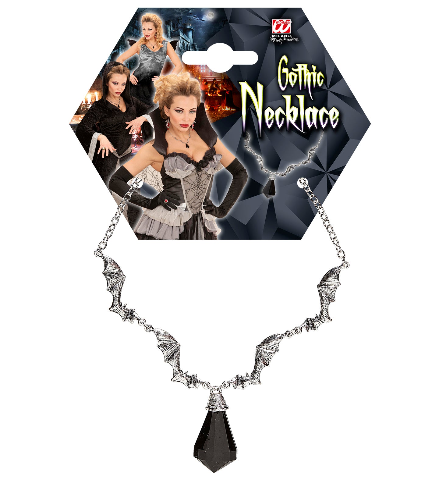 das-kost-mland-accessoires-halskette-fledermaus-silber-schwarz image 3