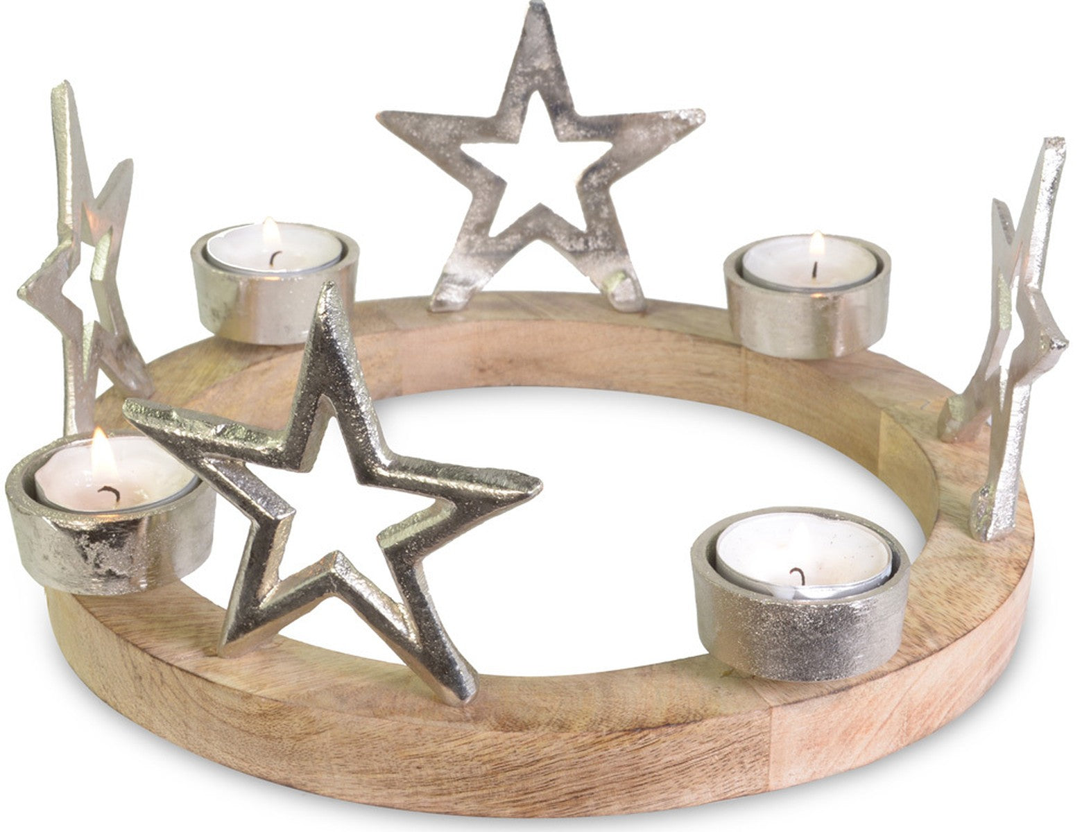 das-kost-mland-75219-adventskranz-holz-silber-25-cm image 1
