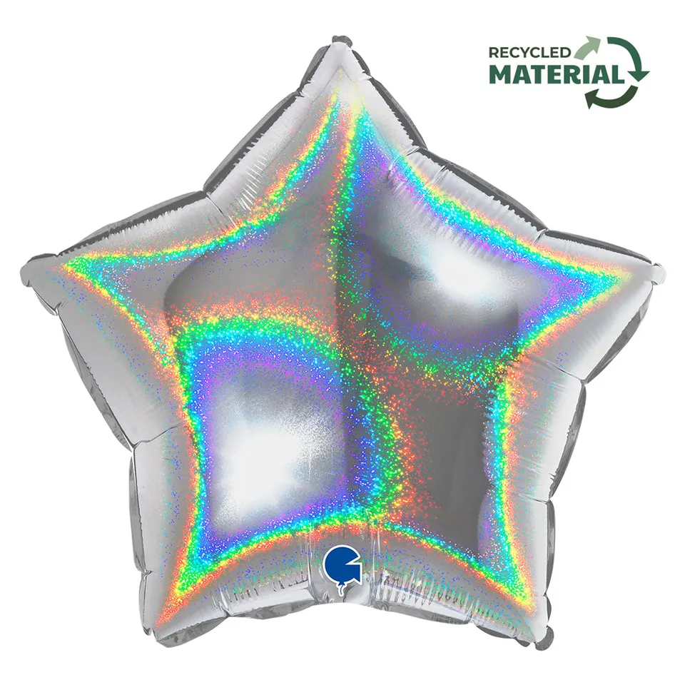 das-kost-mland-dekorationen-stern-folienballon-46cm-silber-holo image 1
