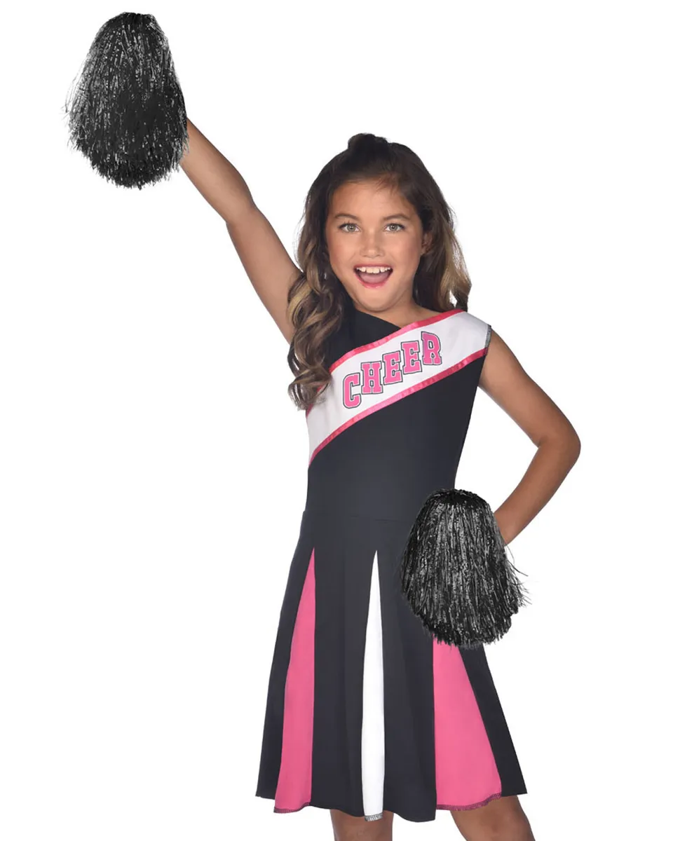 das-kost-mland-cheer-kinderkost-m-schwarz-pink-pompons image 1