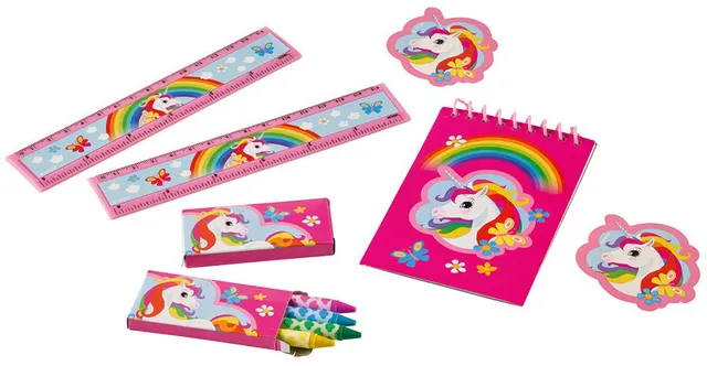 das-kost-mland-dekorationen-regenbogen-einhorn-schreibset-20-tlg image 1