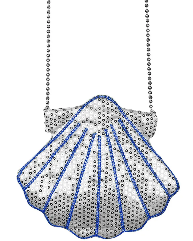 das-kost-mland-accessoires-muschel-handtasche-silber-blau-25cm image 1