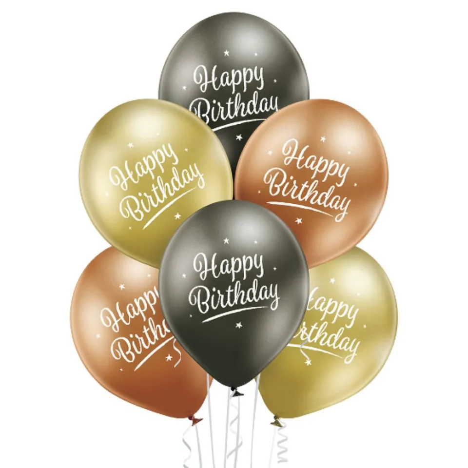 das-kost-mland-happy-birthday-luftballon-30-cm-6-stk-gold-mix image 1
