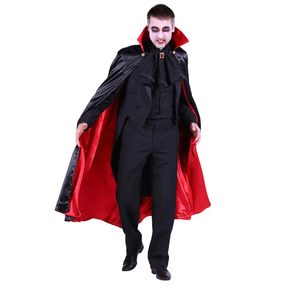 das-kost-mland-accessoires-vampir-umhang-mit-stehkragen-cape-schwarz-rot image 1