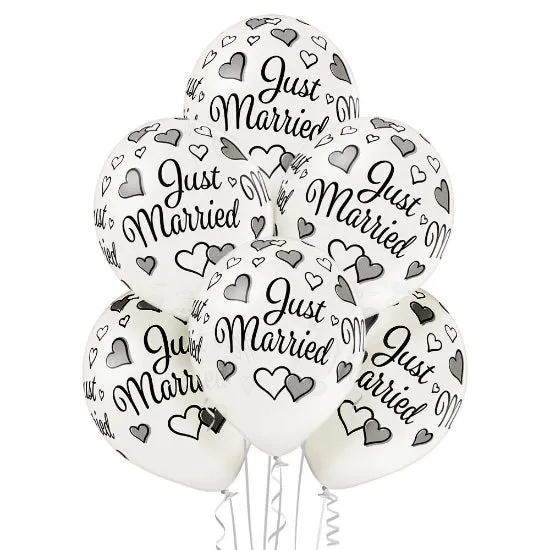 das-kost-mland-just-married-luftballons-6-stk-pearl-30-cm image 1