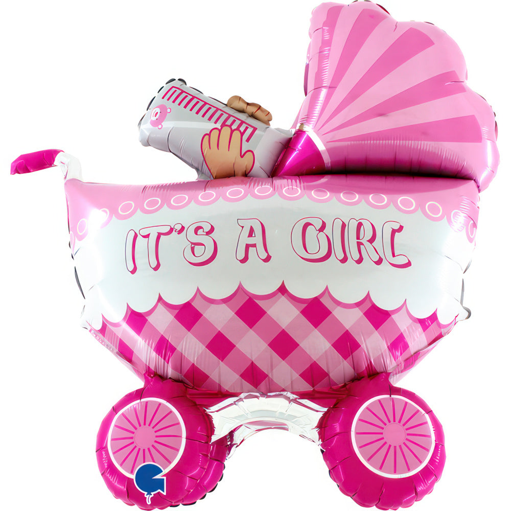 das-kost-mland-it-s-a-girl-buggy-folienballon-107-cm-rosa image 1