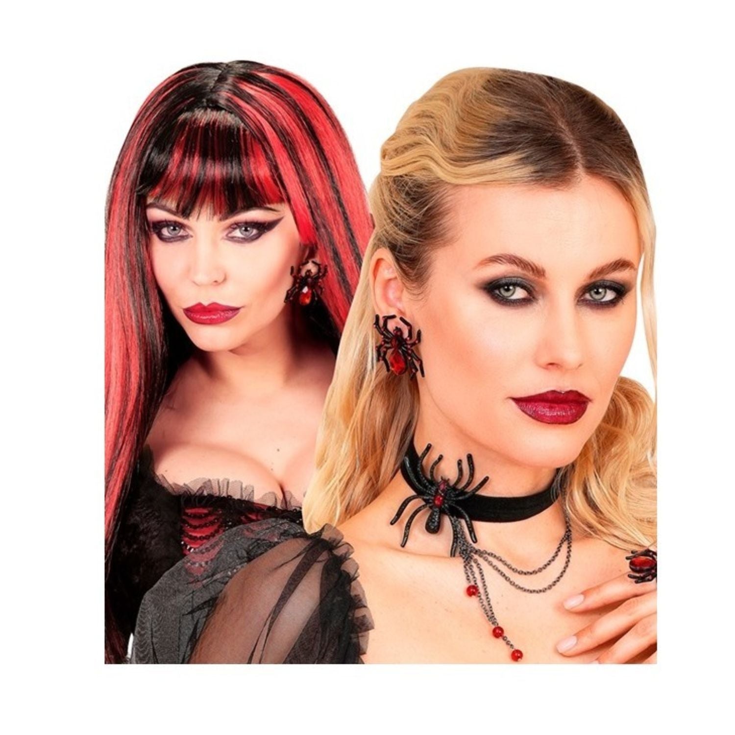 das-kost-mland-spinnen-ohrringe-schwarz-rot-strass image 3