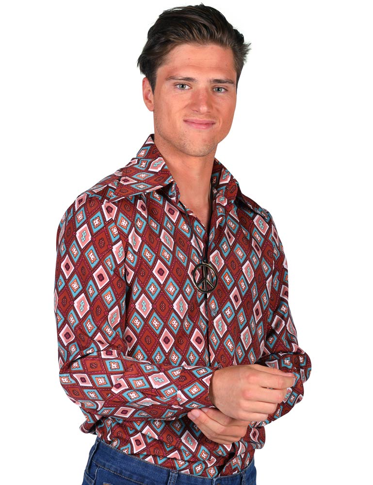 das-kost-mland-vintage-retro-herren-hemd-braun-70er-hippie-party image 3
