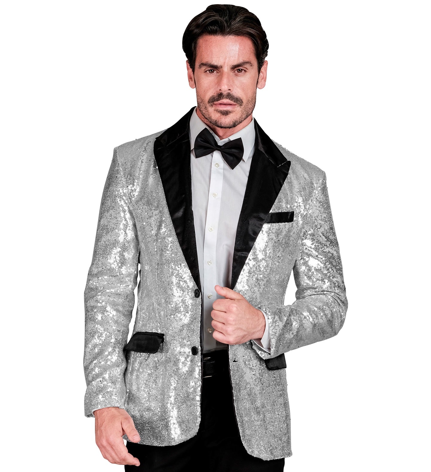 das-kost-mland-herren-pailletten-jackett-glitter-silber-show-blazer image 3