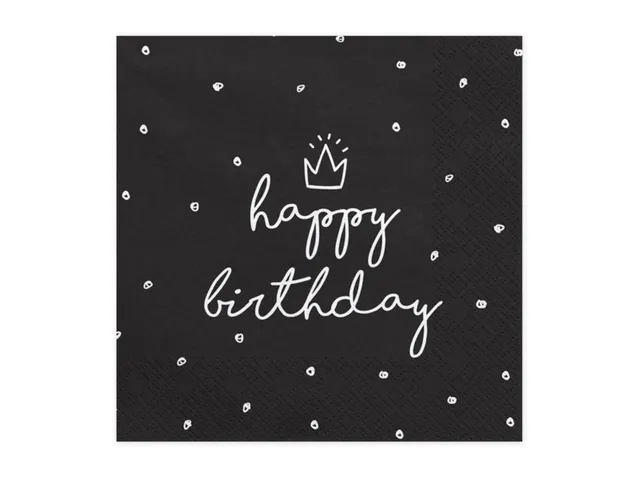das-kost-mland-happy-birthday-servietten-schwarz-20stk-33x33cm image 1