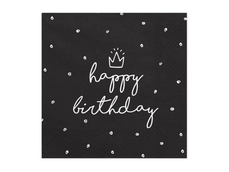 das-kost-mland-happy-birthday-servietten-schwarz-20stk-33x33cm image 1