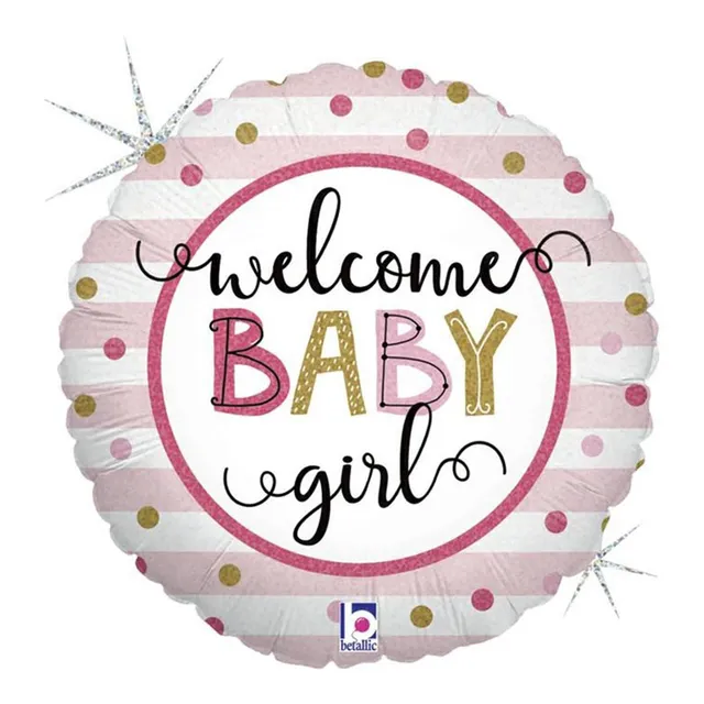 das-kost-mland-dekorationen-folienballon-46cm-welcome-baby-girl-holo image 1