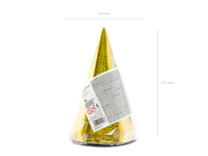das-kost-mland-accessoires-partyhut-holographic-gold-hut-6er-set image 2