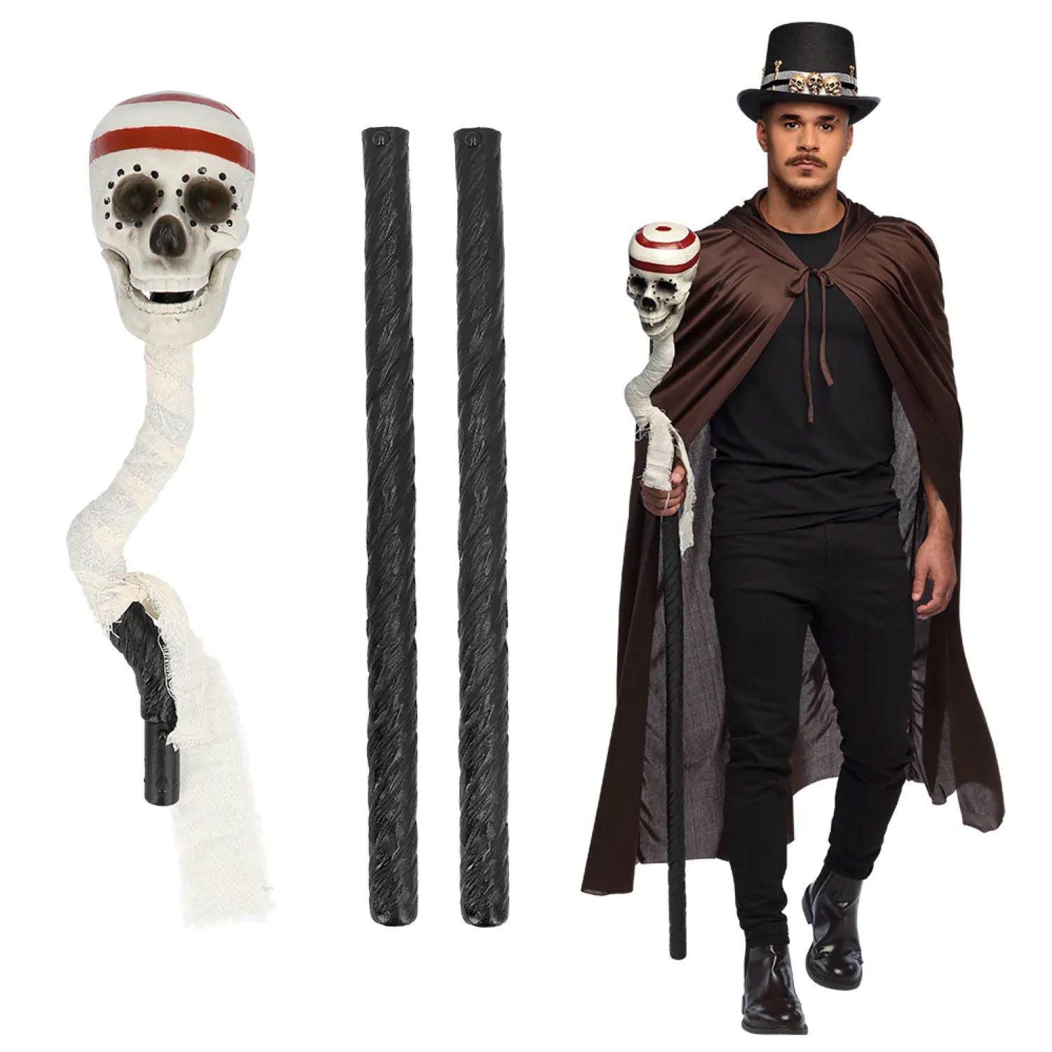 das-kost-mland-halloween-stab-skull-150cm-totenkopf-schwarz image 1