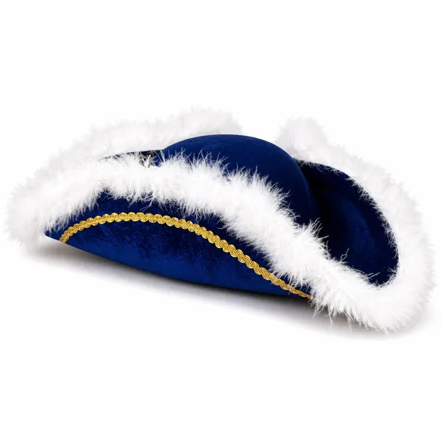 das-kost-mland-garde-dreispitz-hut-blau-mit-federborte image 1