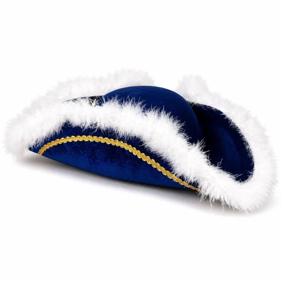das-kost-mland-garde-dreispitz-hut-blau-mit-federborte image 1