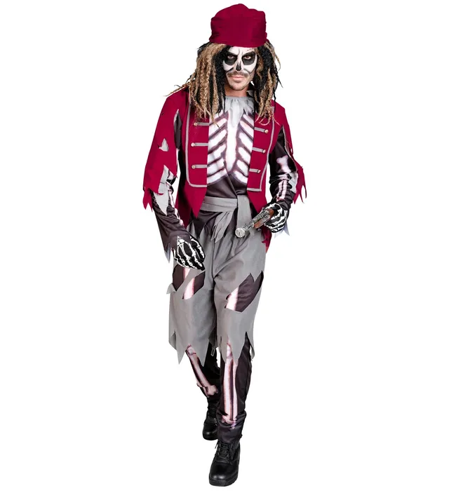 das-kost-mland-herren-skelett-pirat-kost-m-schwarz-rot-halloween image 1
