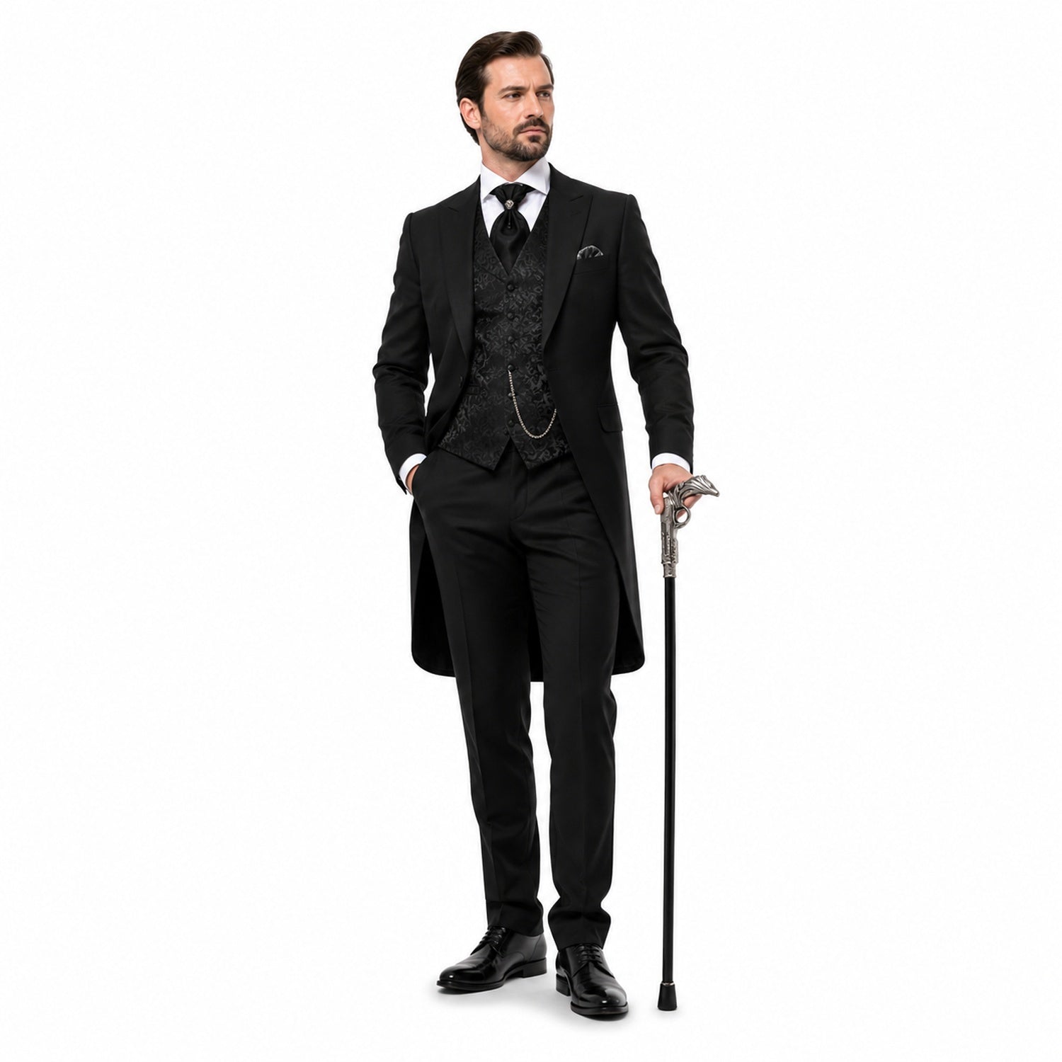 das-kost-mland-gehstock-metall-pistole-schwarz-silber-93cm image 2