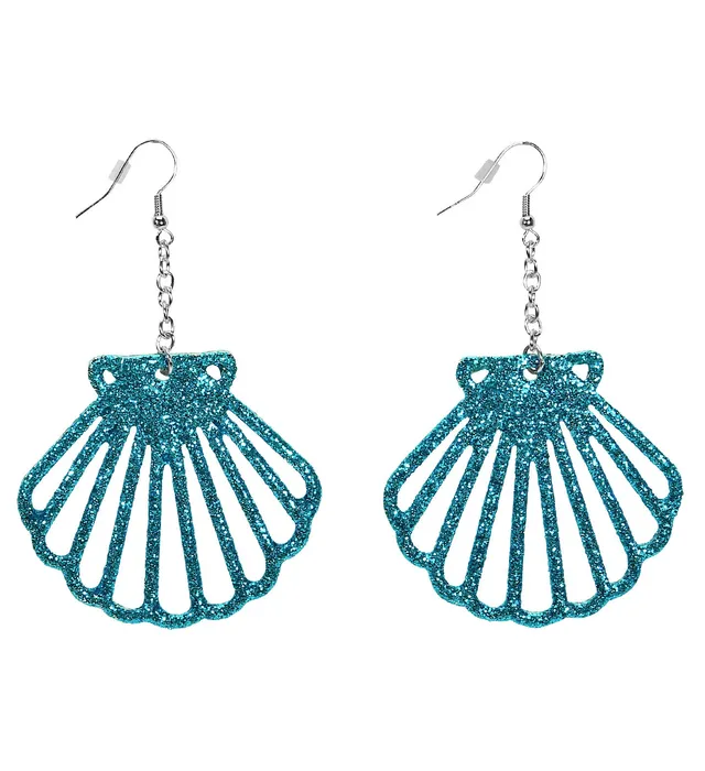 das-kost-mland-accessoires-muschel-ohrringe-blau-glitzer image 1