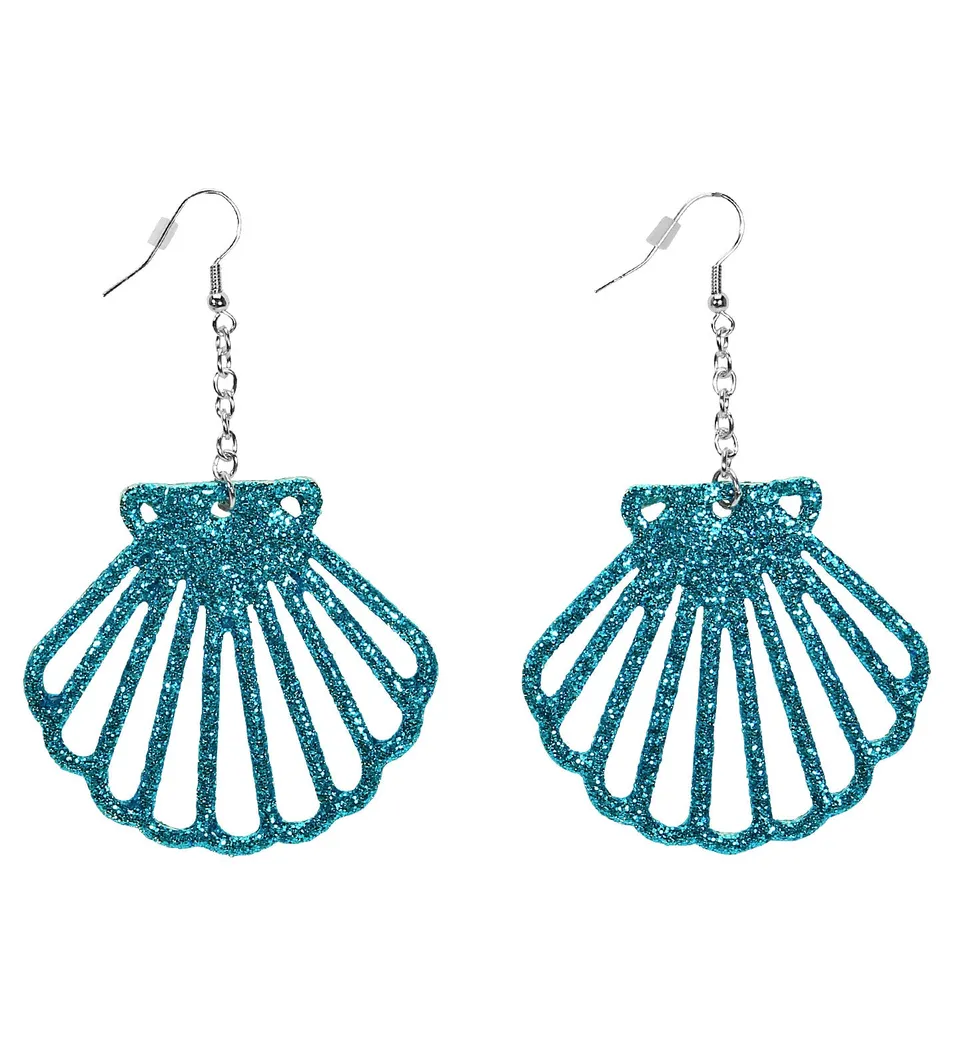 das-kost-mland-accessoires-muschel-ohrringe-blau-glitzer image 1