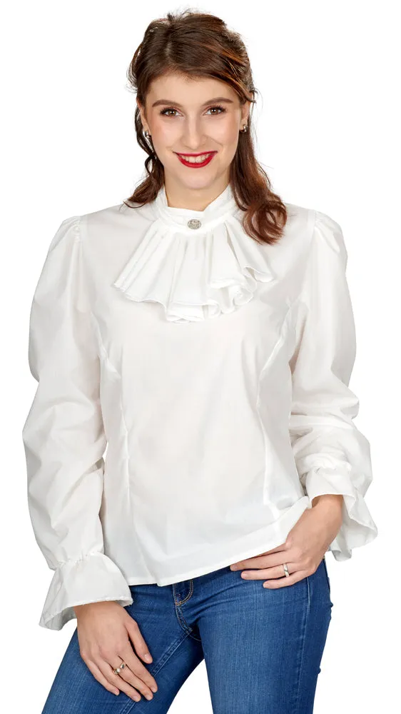 das-kost-mland-damen-jabot-bluse-r-schenbluse-ecru-mit-brosche image 1