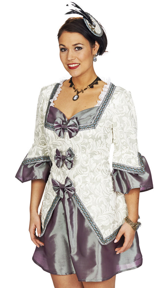das-kost-mland-kimia-barock-kost-m-damen-kleid-wei-silber-satin image 1