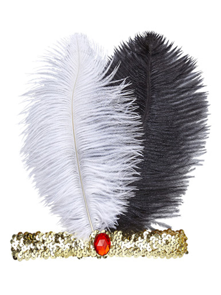 das-kost-mland-accessoires-charleston-feder-stirnband-gold-pailletten image 2
