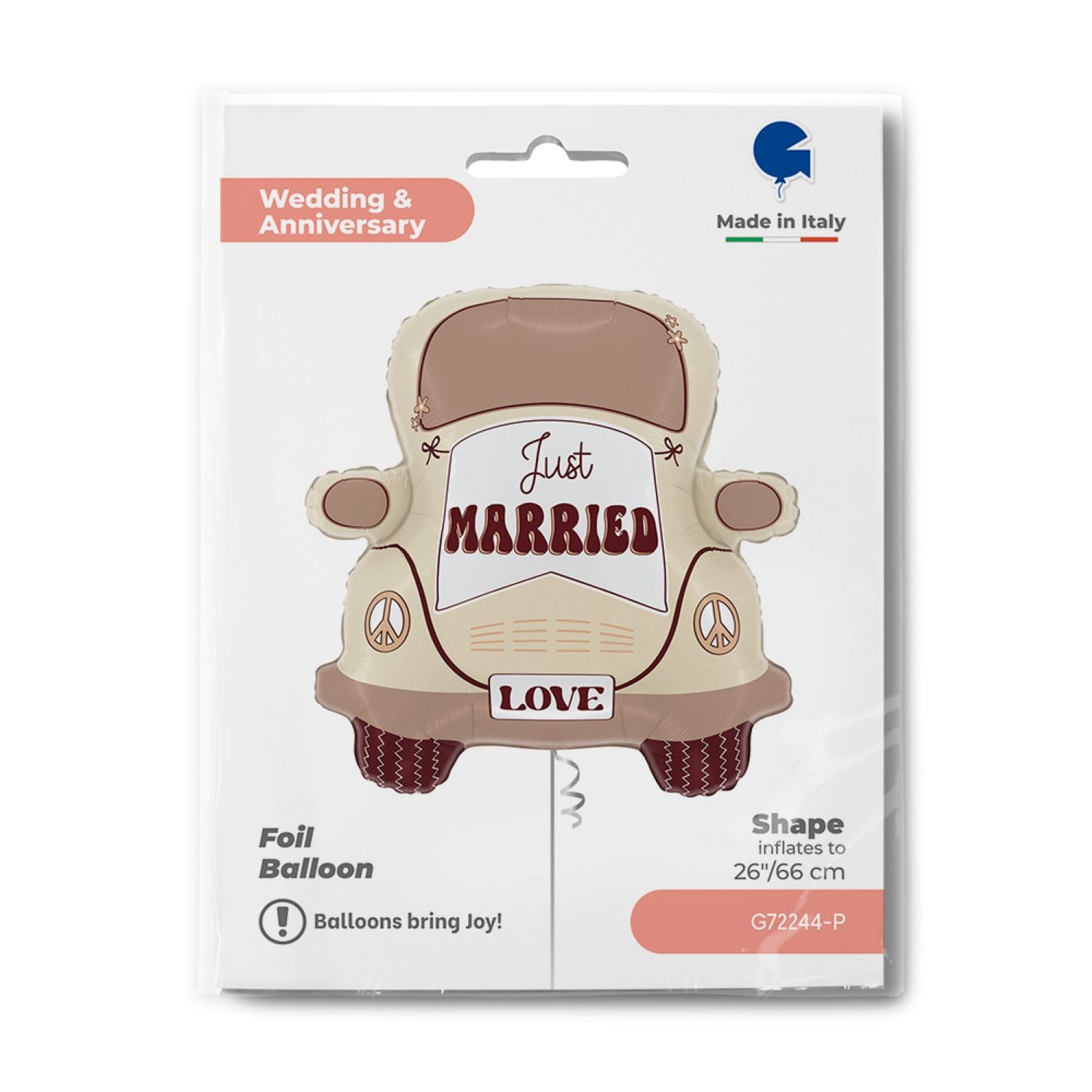 das-kost-mland-hippie-auto-just-married-folienballon-66-cm image 2